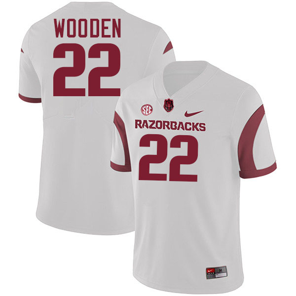 #22 Caleb Wooden Arkansas Jersey,Arkansas Razorbacks College Football Jerseys Stitched-Retro White  #22 Caleb Wooden Arkansas Jersey,Arkansas Razorbacks College Football Jerseys Stitched-Retro White